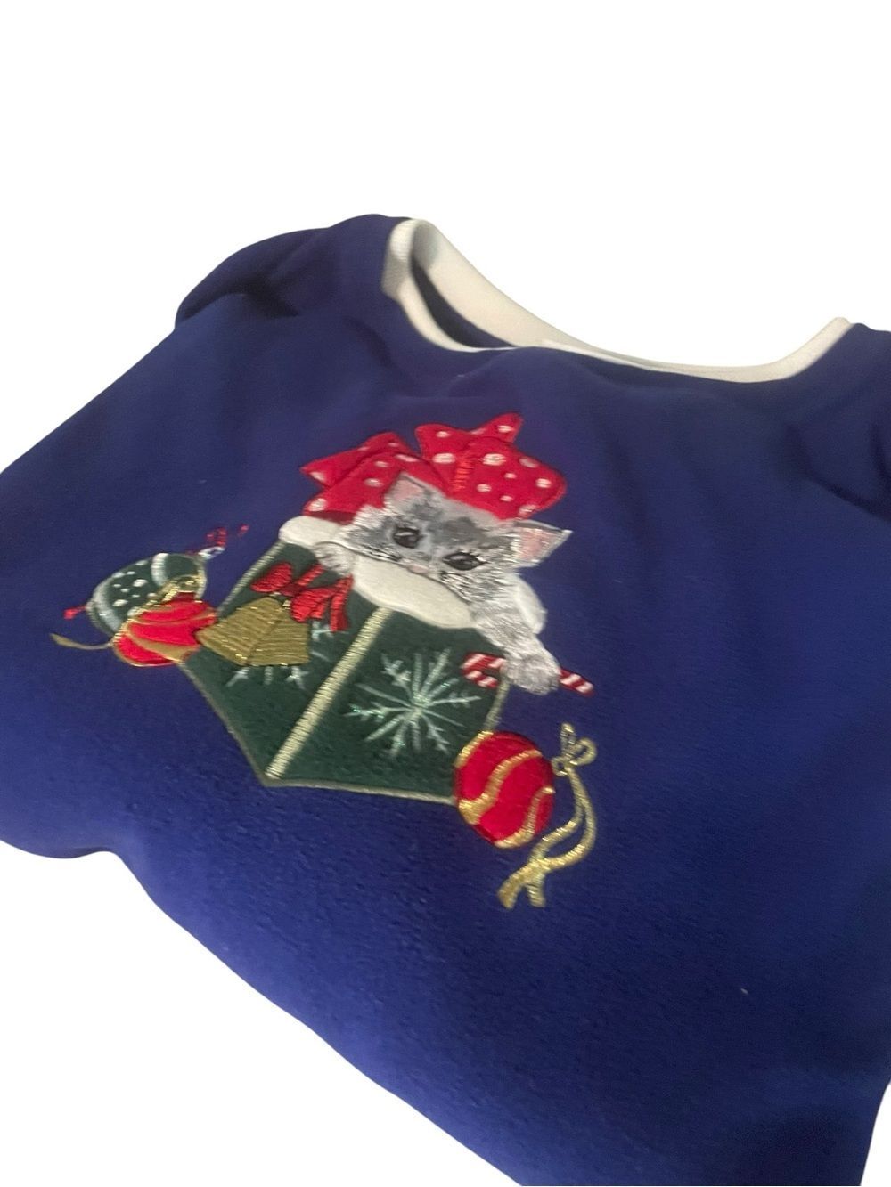 Alfred Dunner Royal Blue Sweatshirt with Festive Red & Green Embroidery